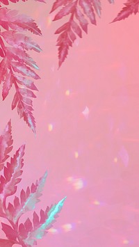 Pastel plant leaves psd on pink background