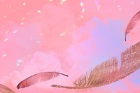 Realistic feather psd on pink background