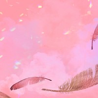 Realistic feather psd on pink background