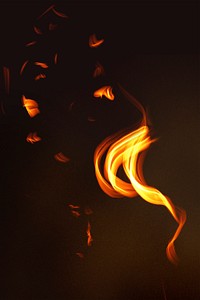 Fire flame element psd in black background