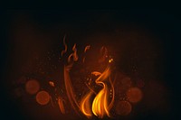 Fire flame element psd in black background