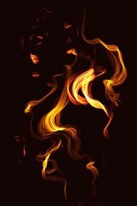 Fire flame element psd in black background