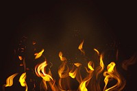 Fire flame element psd in black background