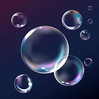 Clear bubble element vector in navy background