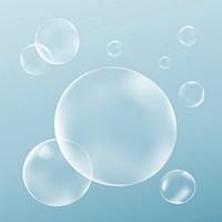 Clear bubble design element vector in blue background