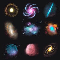 Aesthetic galaxy element vector set