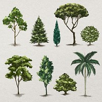 Tree element psd set nature painting