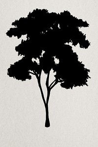 Black tree element psd ink drawing