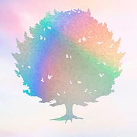 Colorful gradient tree element psd 