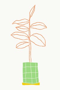 Potted rubber plant houseplant doodle