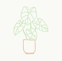 Potted plant psd houseplant doodle