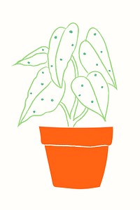 Colorful houseplant psd potted plant doodle
