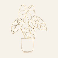 Gold potted plant psd houseplant element graphic