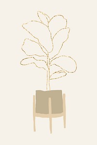 Gold potted plant psd houseplant element graphic