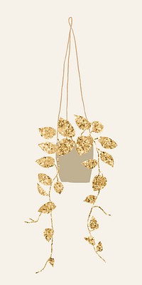 Gold pothos houseplant psd element graphic