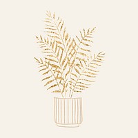 Potted houseplant vector glittery doodle