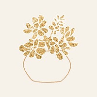 Gold jade plant houseplant psd element graphic