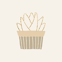 Gold zebra succulent houseplant vector element graphic