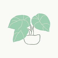 Potted houseplant psd simple doodle style