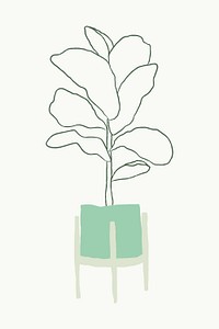 Potted houseplant psd simple doodle style