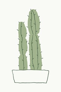 Green houseplant cactus psd doodle