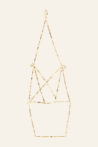 Hanging plant pot psd doodle in gold glitter