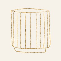 Luxury plant pot doodle in gold glitter