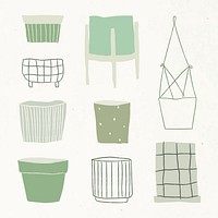 Simple plant pot vector doodle in green
