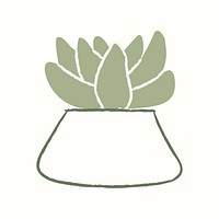 Succulent houseplant psd doodle hand drawn