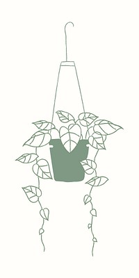 Hanging plant psd houseplant doodle