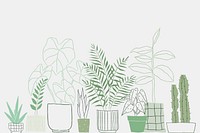 Potted plant doodle vector background with blank space