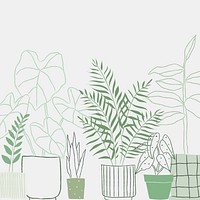 Green houseplant doodle vector background