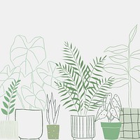 Potted plant doodle psd background with blank space