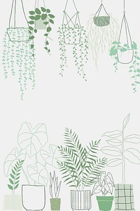 Popular houseplant doodle frame vector background