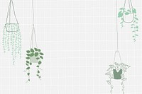 Hanging plant vector doodle in grid background