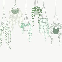 Green potted hanging plant vector background