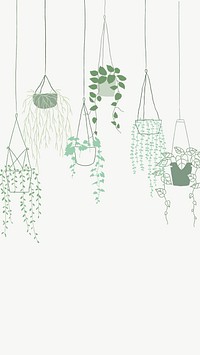 Green potted hanging plant vector background