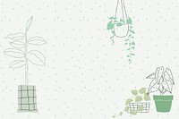 Houseplant doodle background vector with blank space