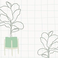 Simple plant doodle psd in grid background