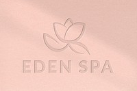 Logo mockup floral PSD, paper realistic design