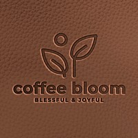 Aesthetic cafe logo leather effect, editable template PSD