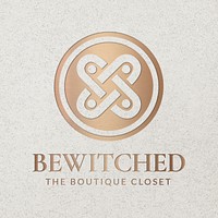 Vintage boutique logo metallic effect, editable PSD