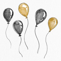 Party balloons psd hand drawn design element