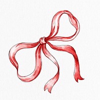 Red ribbon bow hand psd drawn design element