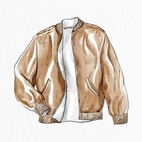 Men&#39;s leather jacket psd hand drawn fashion element