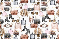 Fashion patterned psd background with clothes and accessories 