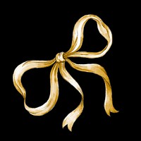 Gold ribbon bow psd hand drawn design element