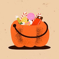 Pumpkin bucket psd cute halloween hand drawn illustration