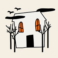 Haunted house halloween psd cute doodle sticker