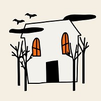 Haunted house halloween vector cute doodle sticker